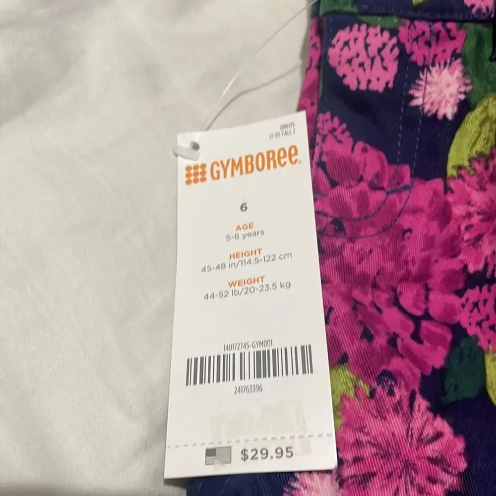 Gymboree 6 floral raspberry print adjustable waist corduroy pockets